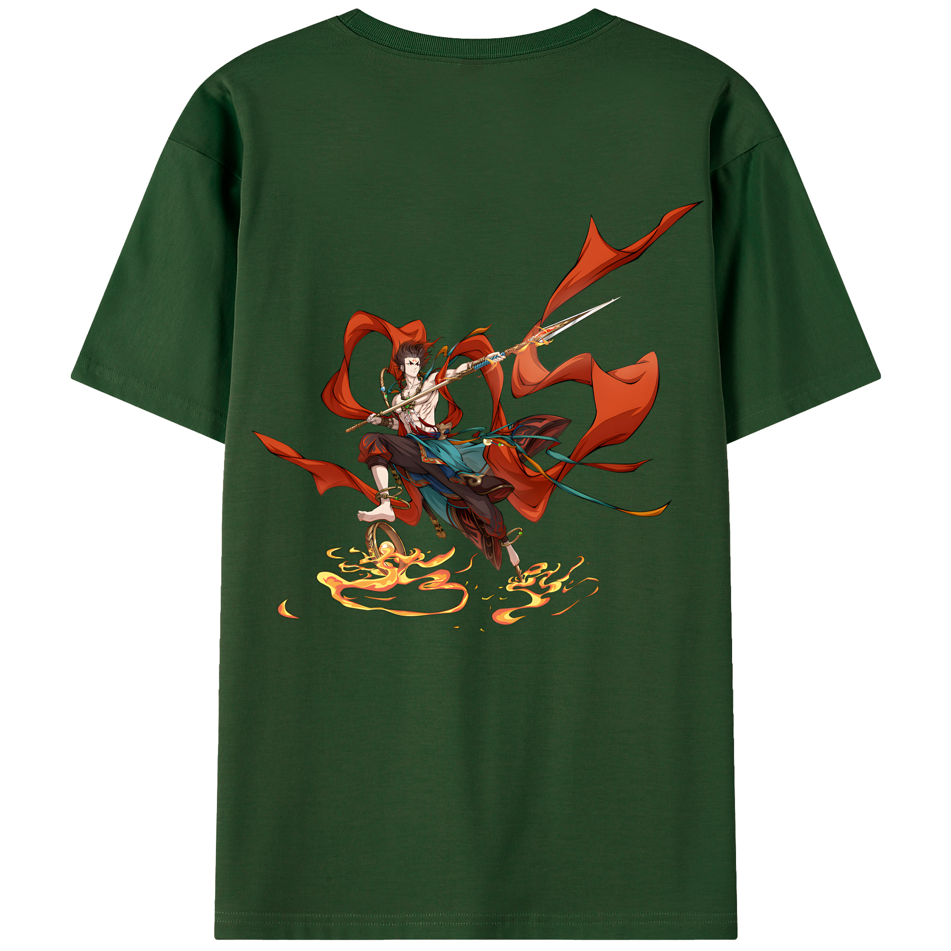 （画像用） Ne Zha 2 ナタ 魔童の大暴れ 綿100％半袖Tシャツ（背面プリント）